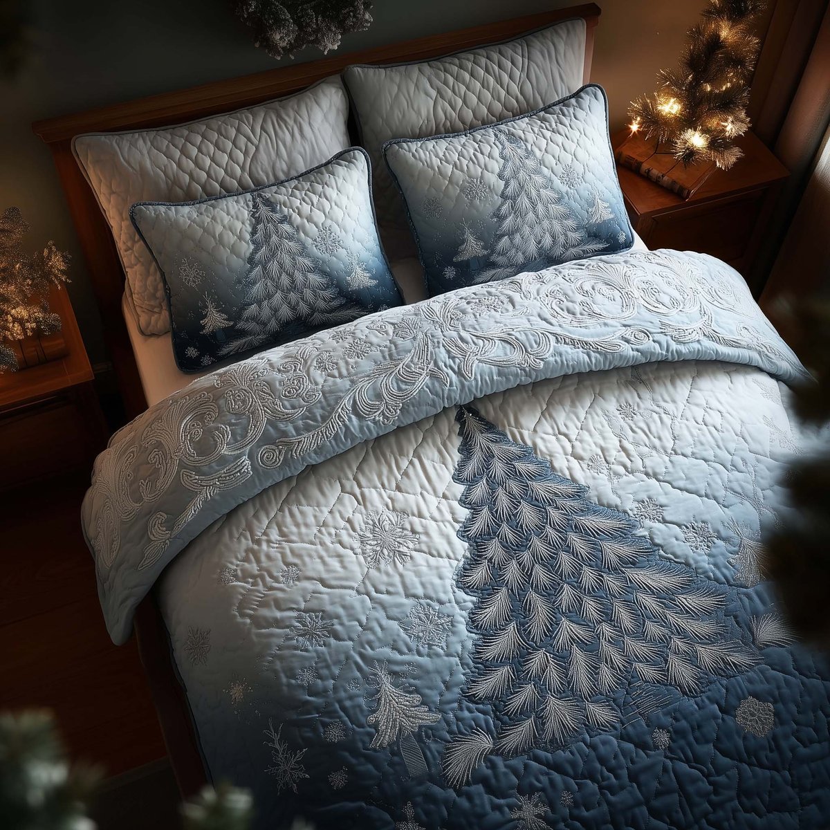 Evergreen Charm 3 Piece Quilted Bedding Set Gift For Holiday Decor Lovers