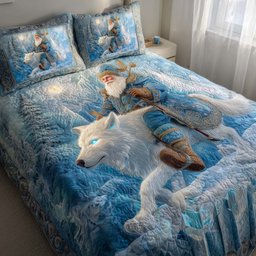 Santa Journey 3 Piece Quilted Bedding Set Christmas Gift For Holiday Decor Lovers