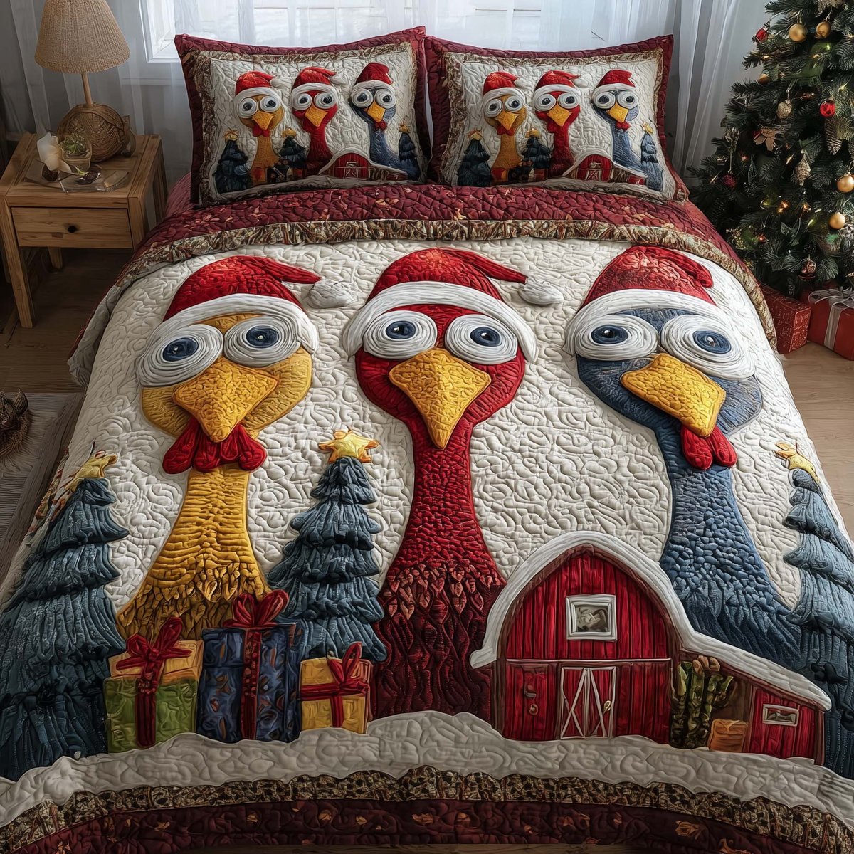Frosted Homestead 3 Piece Quilted Bedding Set Gift For Farmhouse Decor Lovers