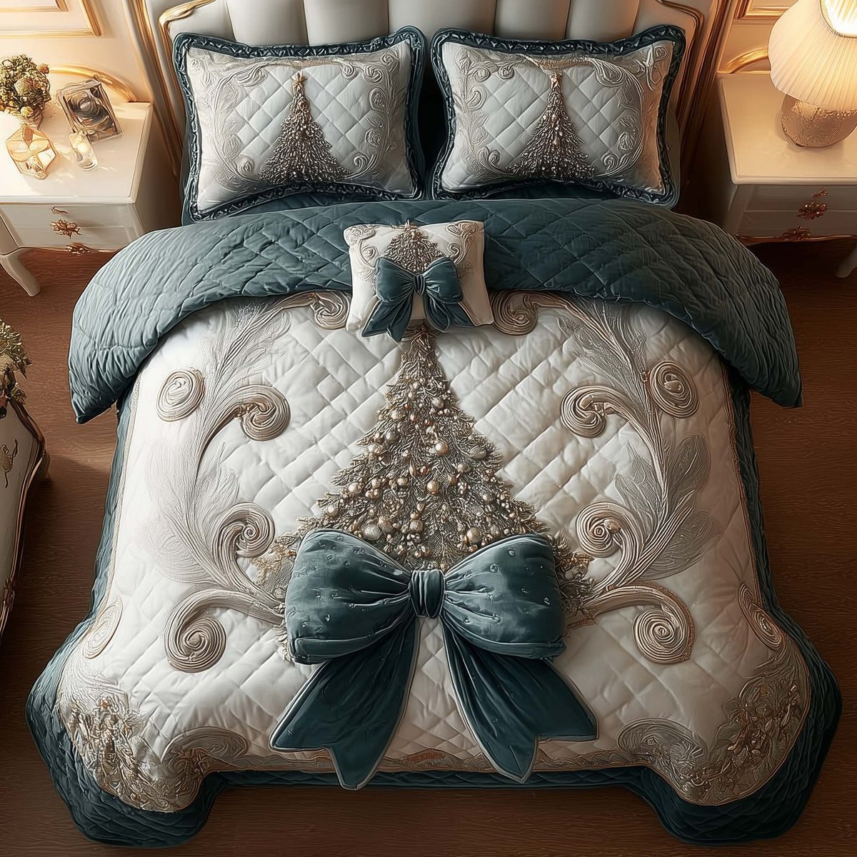 Evergreen Charm 3 Piece Quilted Bedding Set Gift For Holiday Decor Lovers