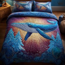 Prism Whale 3 Piece Quilted Bedding Set Gift For Home Decor Lovers