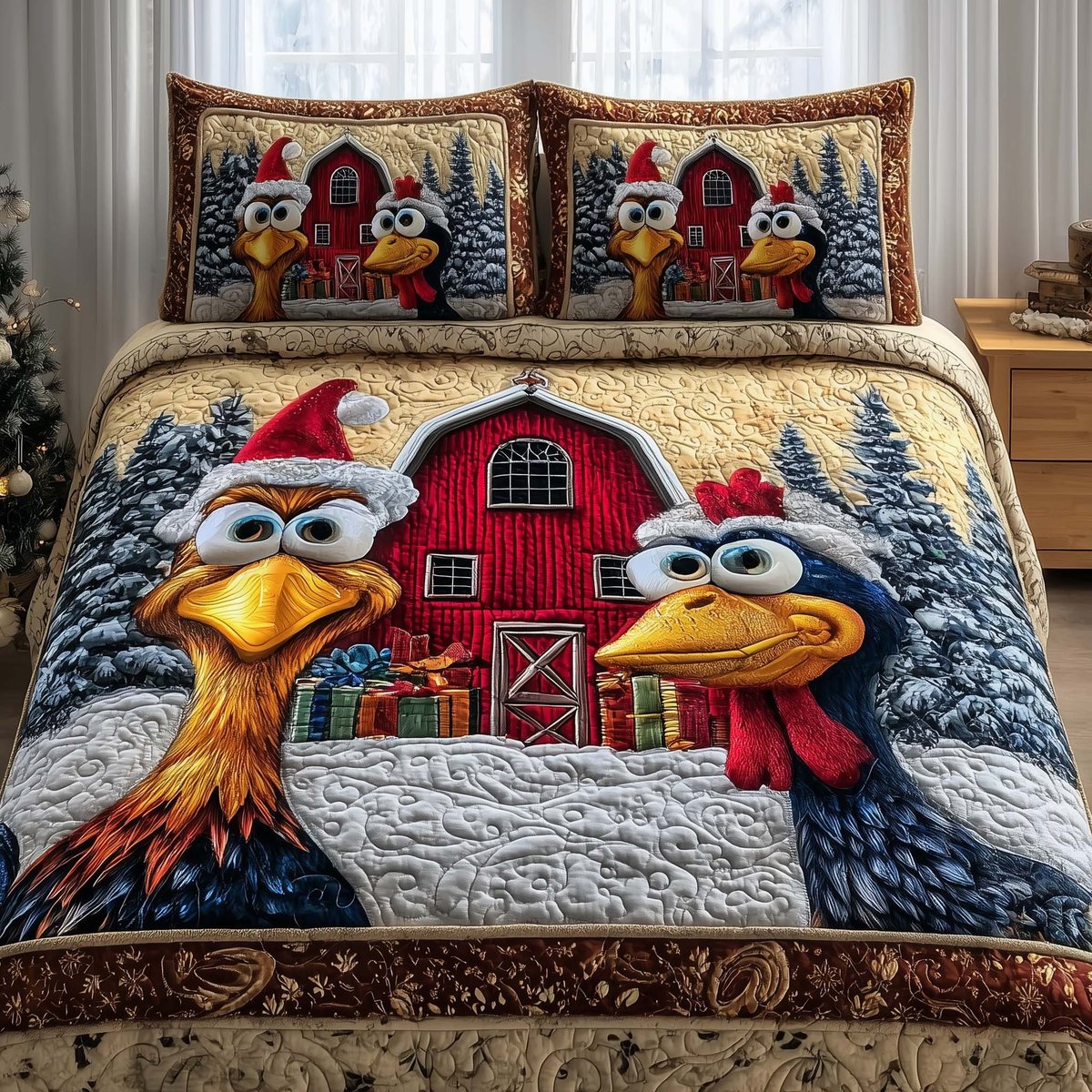 Frosted Homestead 3 Piece Quilted Bedding Set Gift For Farmhouse Decor Lovers