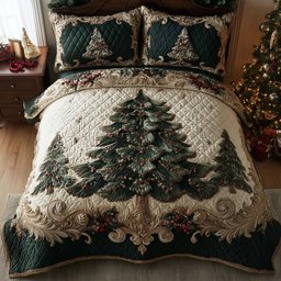 Evergreen Charm 3 Piece Quilted Bedding Set Gift For Holiday Decor Lovers