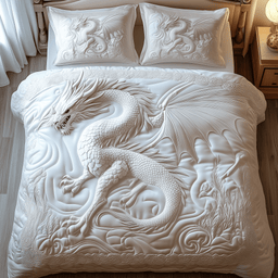 Majestic Dragon 3 Piece Quilted Bedding Set Gift For Fantasy Lovers