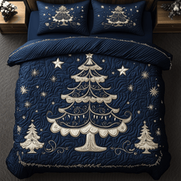 Tree 3 Piece Quilted Bedding Set Christmas Gift For Holiday Decor Lovers