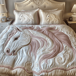 Horse 3 Piece Quilted Bedding Set Gift For Horse Lovers