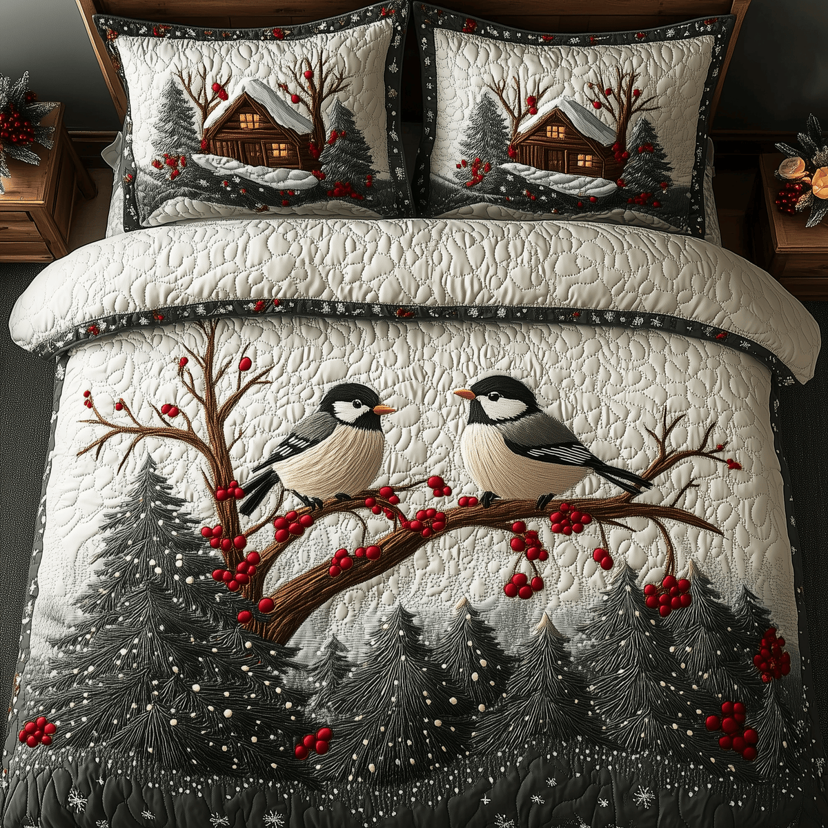 Cozy Bird 3 Piece Quilted Bedding Set Christmas Gift For Bird Lovers