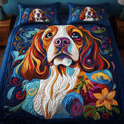 Spaniel Dog 3 Piece Quilted Bedding Set Gift For Dog Lovers