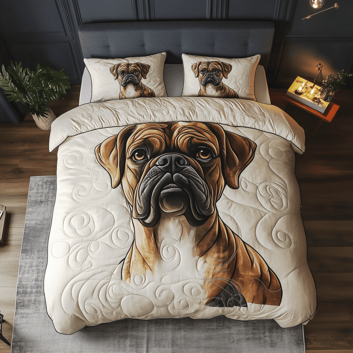 Boxer Dog 3 Piece Quilted Bedding Set Gift For Dog Lovers