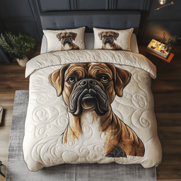 Boxer Dog 3 Piece Quilted Bedding Set Gift For Dog Lovers