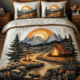 Peaceful Camping 3 Piece Quilted Bedding Set Gift For Campers