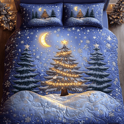 Tree 3 Piece Quilted Bedding Set Christmas Gift For Holiday Decor Lovers