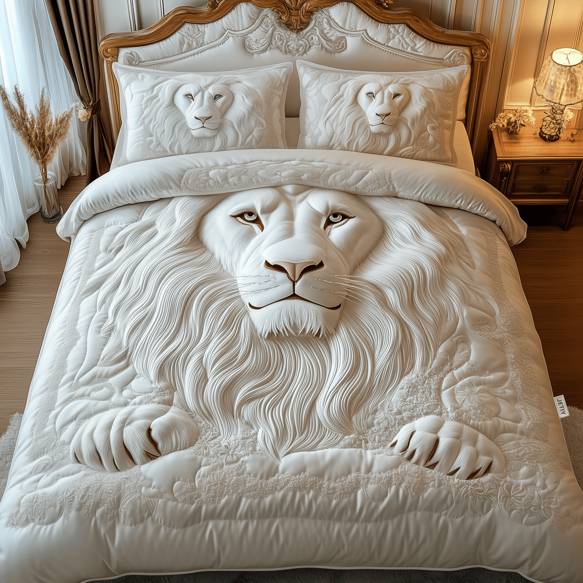 Majestic Lion 3 Piece Quilted Bedding Set Gift For Lion Lovers