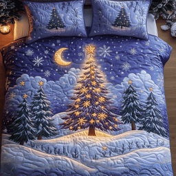 Tree 3 Piece Quilted Bedding Set Christmas Gift For Holiday Decor Lovers