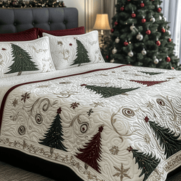 Forest 3 Piece Quilted Bedding Set Christmas Gift For Nature Lovers