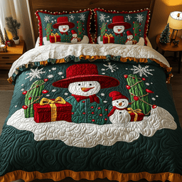 Joyful Cactus 3 Piece Quilted Bedding Set Christmas Gift For Holiday Decor Lovers