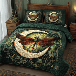 Dragonfly Mandala 3 Piece Quilted Bedding Set Gift For Butterfly Lovers