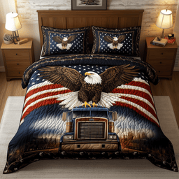 Eagle of Freedom 3 Piece Quilted Bedding Set Gift For Home Decor Lovers