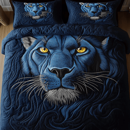 Blue Panther 3 Piece Quilted Bedding Set Gift For Home Decor Lovers