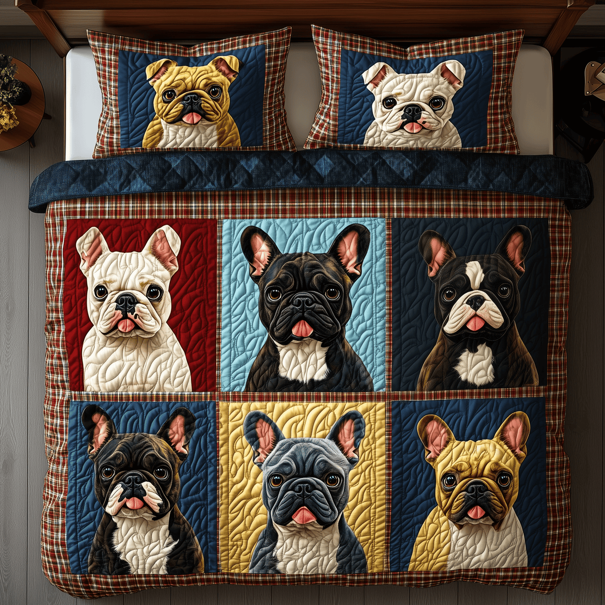 French Bulldog 3 Piece Quilted Bedding Set Gift For Dog Lovers