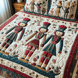 Nutcracker 3 Piece Quilted Bedding Set Christmas Gift For Holiday Decor Lovers
