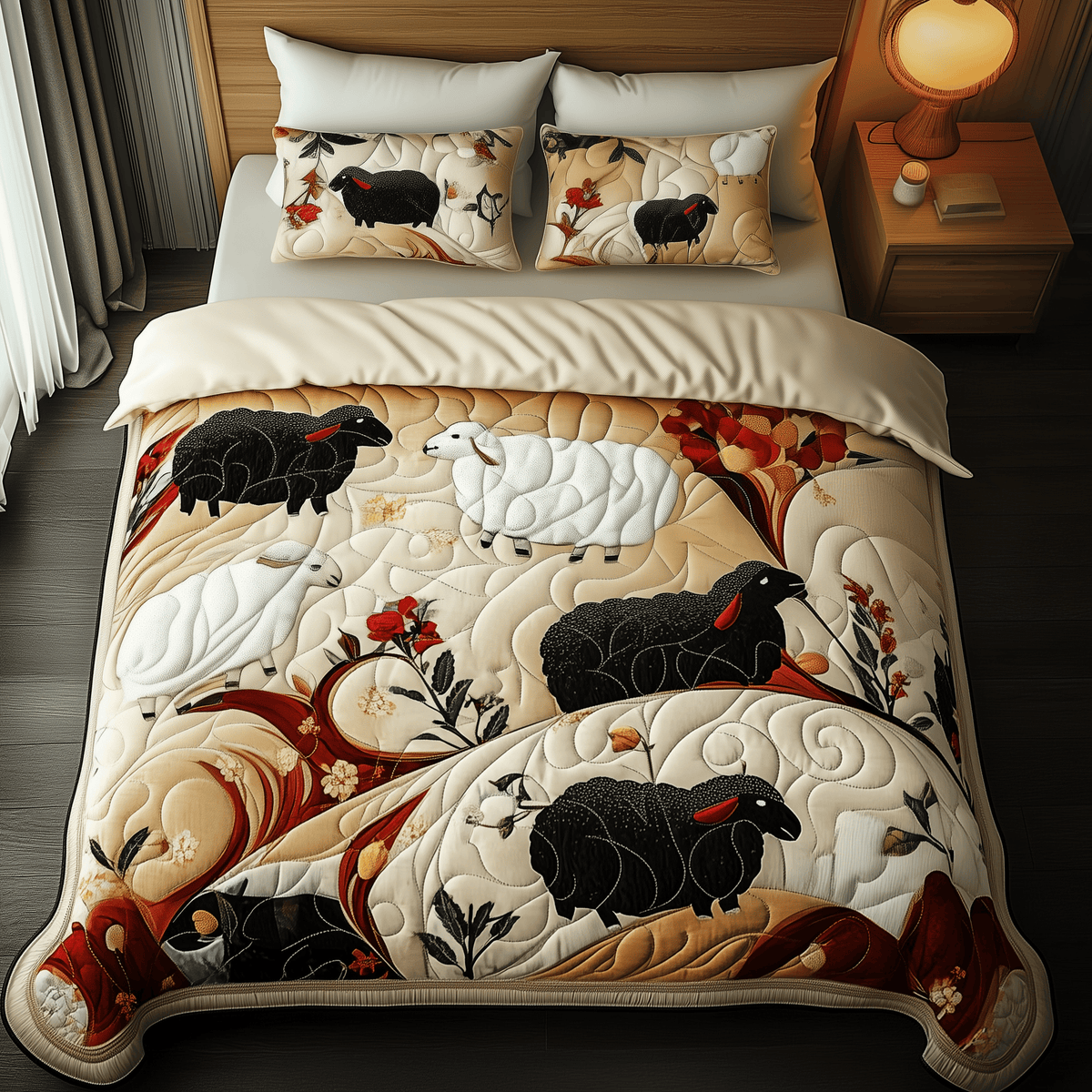 Sheep 3 Piece Quilted Bedding Set Gift For Home Decor Lovers