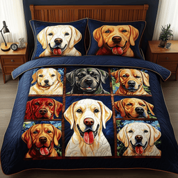 Golden Retriever 3 Piece Quilted Bedding Set Gift For Dog Lovers