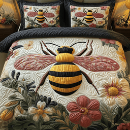 Bee 3 Piece Quilted Bedding Set Gift For Home Decor Lovers