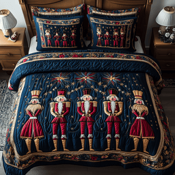 Nutcracker 3 Piece Quilted Bedding Set Christmas Gift For Holiday Decor Lovers