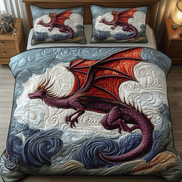 Majestic Dragon 3 Piece Quilted Bedding Set Gift For Fantasy Lovers