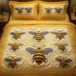 Bee 3 Piece Quilted Bedding Set Gift For Home Decor Lovers