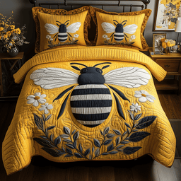 Bee 3 Piece Quilted Bedding Set Gift For Home Decor Lovers