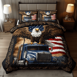 Eagle of Freedom 3 Piece Quilted Bedding Set Gift For Home Decor Lovers