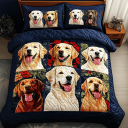 Golden Retriever 3 Piece Quilted Bedding Set Gift For Dog Lovers