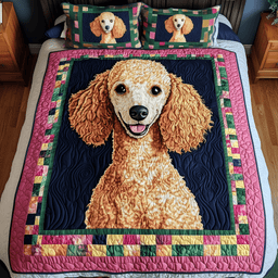 Poodle Dog 3 Piece Quilted Bedding Set Gift For Dog Lovers