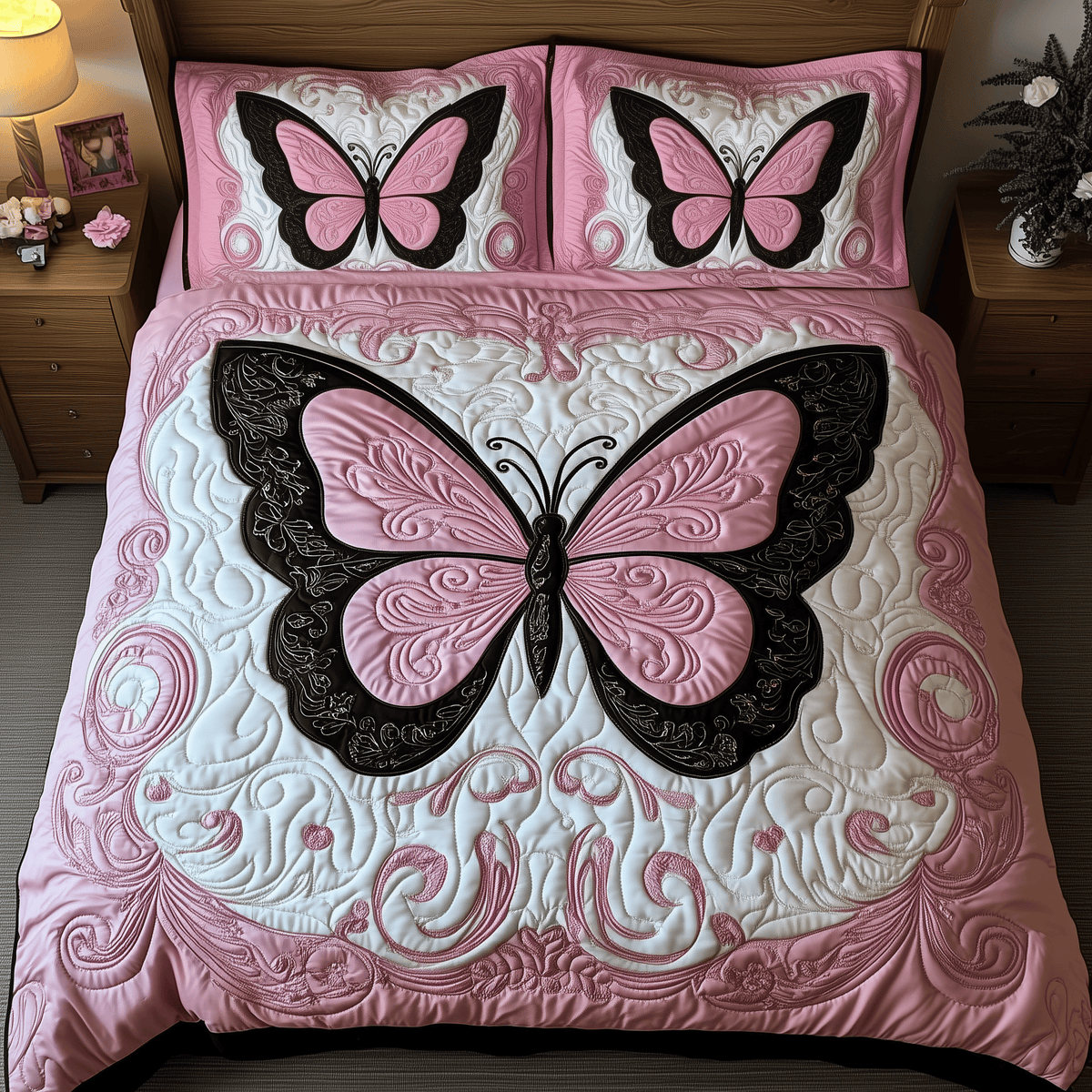 Butterfly Dreamscape 3 Piece Quilted Bedding Set Gift For Butterfly Lovers
