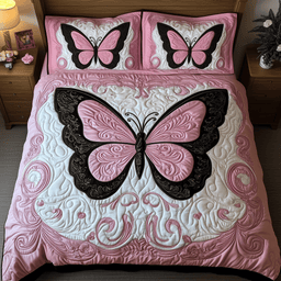 Butterfly Dreamscape 3 Piece Quilted Bedding Set Gift For Butterfly Lovers