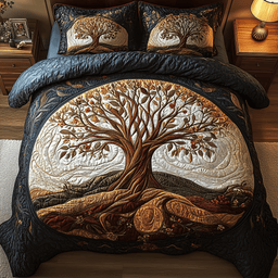 Tree of Life 3 Piece Quilted Bedding Set Gift For Home Decor Lovers