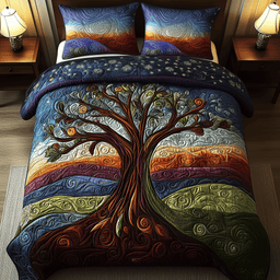 The Celestial Tree 3 Piece Quilted Bedding Set Gift For Nature Lovers