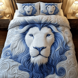 Majestic Lion 3 Piece Quilted Bedding Set Gift For Lion Lovers