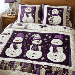 Purple Joy 3 Piece Quilted Bedding Set Gift For Holiday Decor Lovers