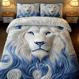 Majestic Lion 3 Piece Quilted Bedding Set Gift For Lion Lovers