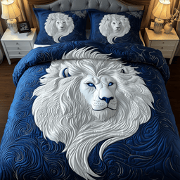Majestic Lion 3 Piece Quilted Bedding Set Gift For Lion Lovers