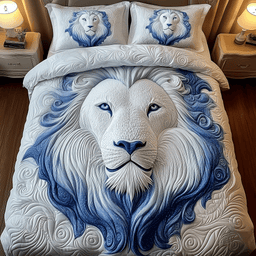 Majestic Lion 3 Piece Quilted Bedding Set Gift For Lion Lovers
