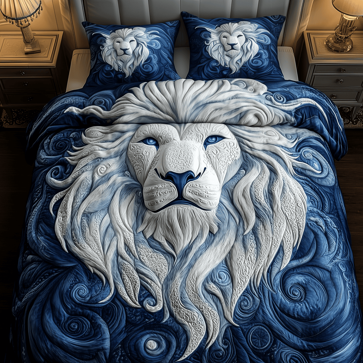 Majestic Lion 3 Piece Quilted Bedding Set Gift For Lion Lovers