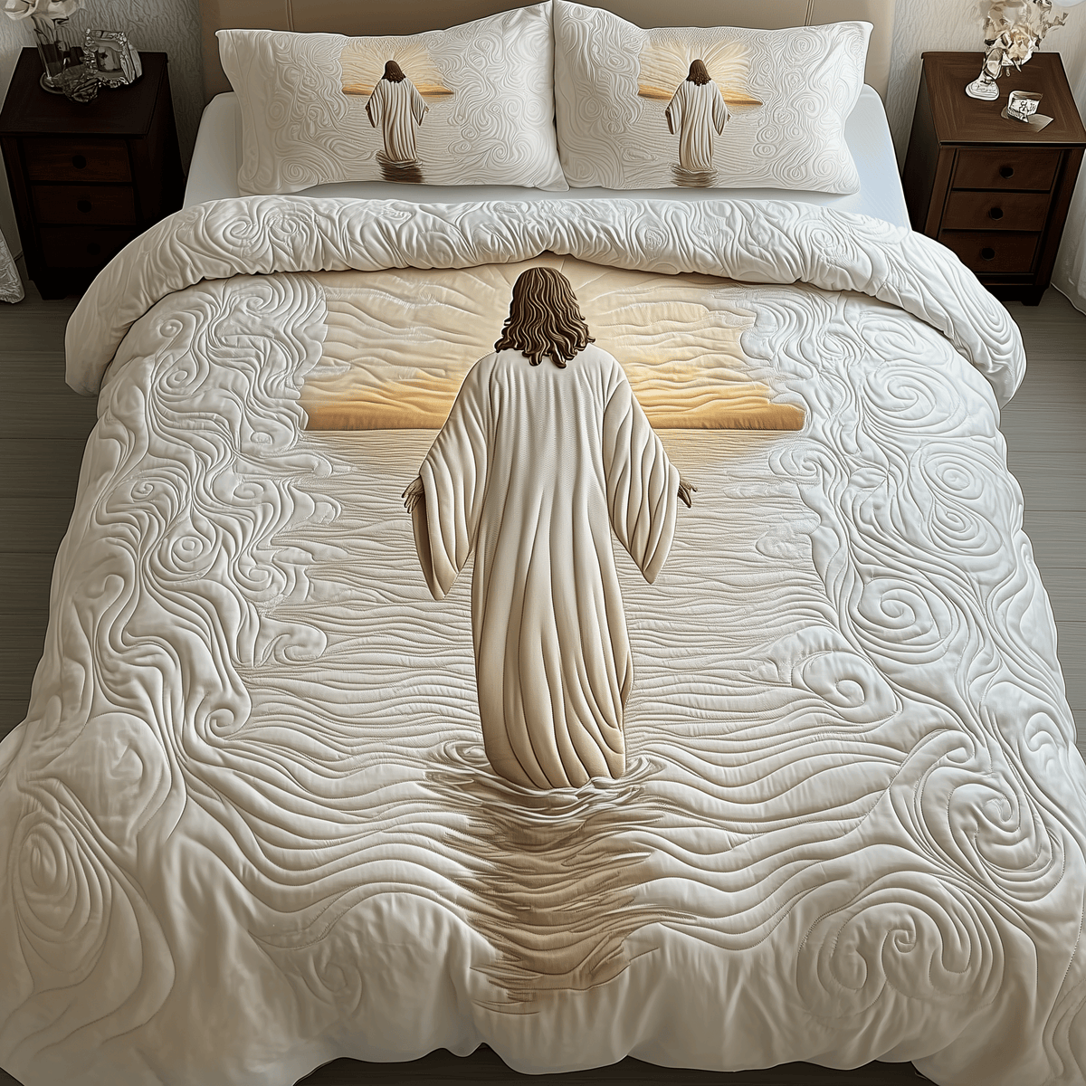 Jesus 3 Piece Quilted Bedding Set Gift For Christians
