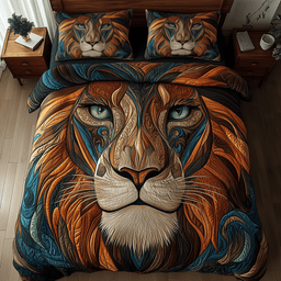 Majestic Native Lion 3 Piece Quilted Bedding Set Gift For Lion Lovers