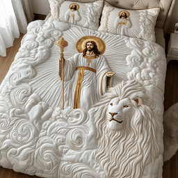 Jesus 3 Piece Quilted Bedding Set Gift For Christians
