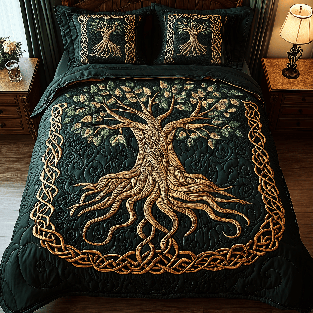 Forest Spirit 3 Piece Quilted Bedding Set Gift For Nature Lovers