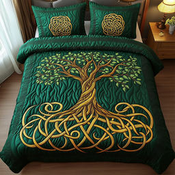 Tree of Life 3 Piece Quilted Bedding Set Gift For Home Decor Lovers